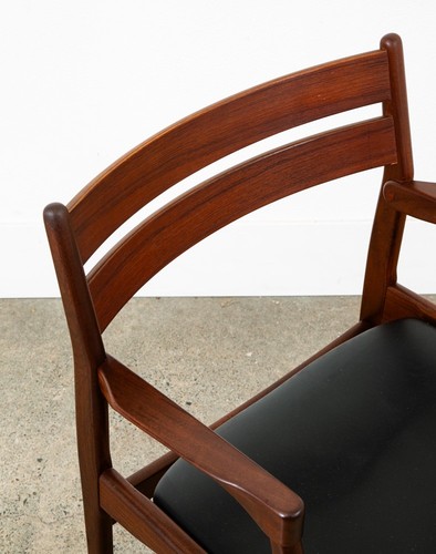 Mid Century Danish Modern Armchair Chair Dining Teak Ladder Back Black Boltinge - Picture 10 of 12