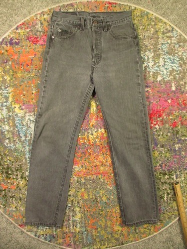 Vintage 80er 90er LEVIS 501 Jeans 27x30* schwarz Denim Hose Knopfleiste sogar verblassen USA