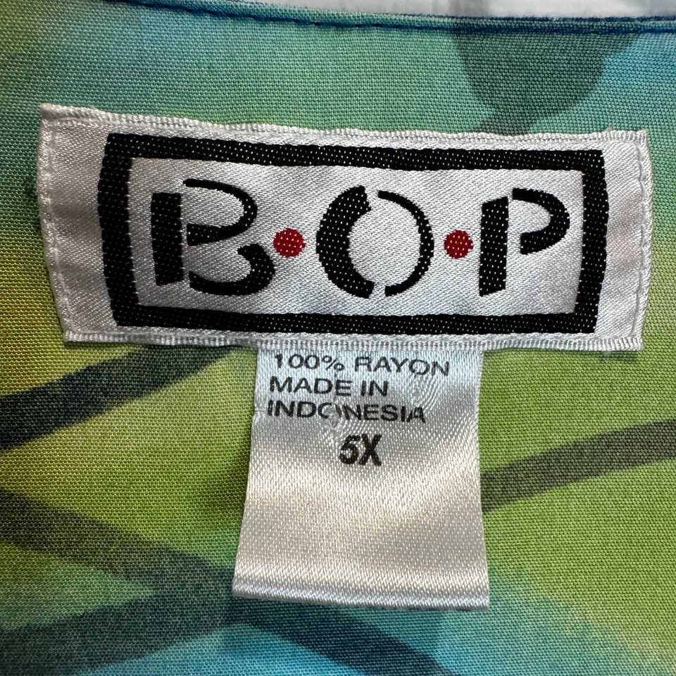 B.O.P Mujer Plus 5X Cárdigan Abierto Forrado Azul Rayón Verde Geo Floral Boho REPARACIÓN Foto 3 de 4