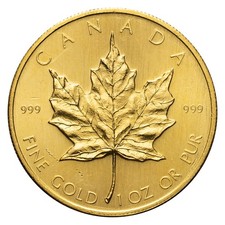 1 oz Canadian Gold Maple Leaf $50 Coin .9999 Fine BU - Random Year Abrasions 3740.70 per troy oz