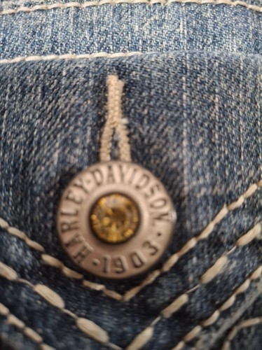 Harley Davidson Motorcycle Denim Jeans Women's 4 Tall Straight w/Bling pockets - Picture 5 of 12