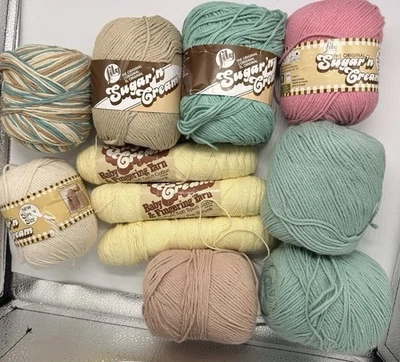 12 Lily Original Sugar 'n Cream Yarn Lot Mixed Colors Cotton Crochet Knit - Image 1 of 4