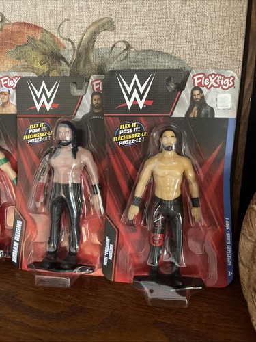 WWE FleXfigs Complete Set of 4 Cena Reigns Rollins Mysterio Mattel New HTF - Picture 2 of 4