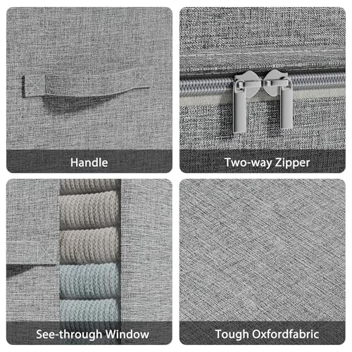 Clothes Storage Bins with Sturdy Frames, Foldable Fabric Medium x 3 Packs Grey - Picture 6 of 7