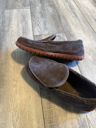 LL Bean Mountain Slipper Schrammen Fleece gefüttert braun Wildleder Mokassins Herren Größe US 10 M - Bild 3 von 6