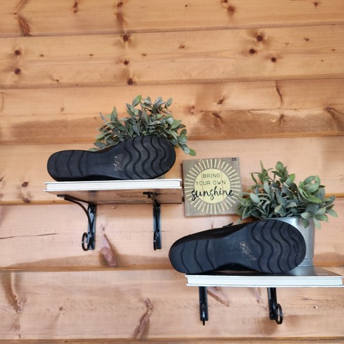 Clarks Cheyn Madi schwarz Kiesel Leder Slipper Freizeit Komfort Keilabsatz Schuhgröße 8,5M - Bild 8 von 10