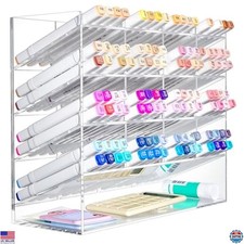 Clear Acrylic Vertical Pen Organizer - Stylish Desk Marker Holder, 13"x5"x10.2