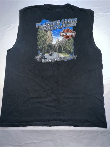 Mens Harley Davidson Black Sleeveless T-Shirt HD 2XL rock Springs WY 2006 Pocket - Picture 3 of 8