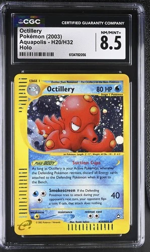 CGC 8.5 NM/MINT+ Octillery H20/H32 Aquapolis Holo Pokemon Card