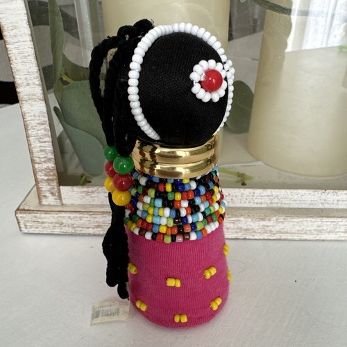 Vintage African Ndebele Tribal 4.5" Beaded Doll South Africa Folk Art Fertility - Picture 2 of 9