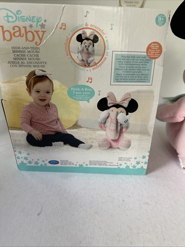 Disney Baby Minnie Mouse Peek-A-Boo Talking Musical 12" Plush Pink Dots - Picture 5 of 5