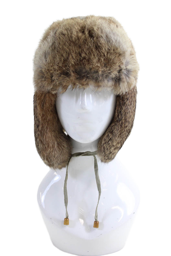 Crown Cap Womens Rabbit Fur Ushanka Hat Brown Size M
