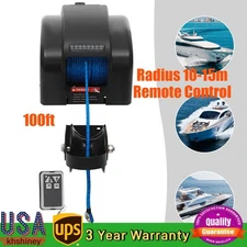 45 LBS Boat Anchor Winch Electric Marine Winch With Wireless Remote Free Fall