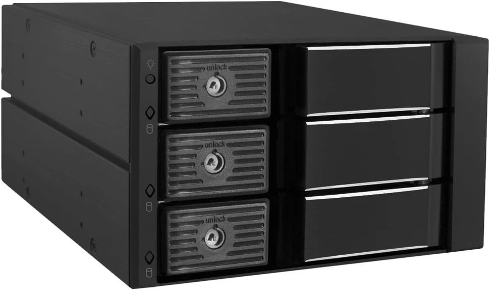 Internal HDD SSD Enclosure, 3 Bay Hot Swap, Aluminum - Image 3 of 4