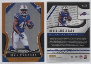 2019 Panini Prizm Rookies Orange Prizm /249 Devin Singletary #335 Rookie RC