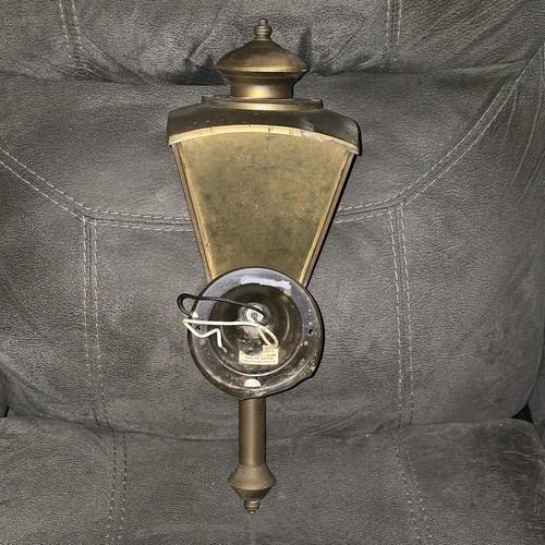 Vintage Brass Outdoor Carriage Light - Wall Fixture Sconce 18" T × 8" D × 7" L - Picture 8 of 16