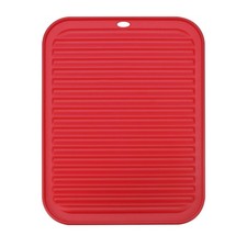 Silicone Dish Drying Mat 12" x 9" Reusable Sink Drain Pad Red