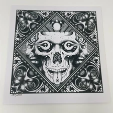 Blotter Art Acid Tongue Skull Psychedelic Numbered By Alan Forbes