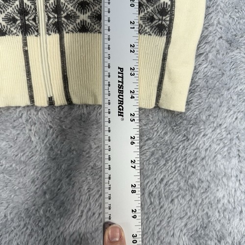 ATHLETA Zip Up Wool Sweater Jacket Outdoors Gray White Nordic Size Large *READ* - Picture 5 of 13