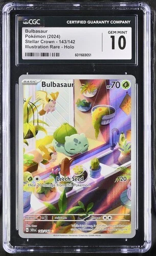 Pokemon 2024 Bulbasaur Stellar Crown 143/142 Illustration Rare CGC 10