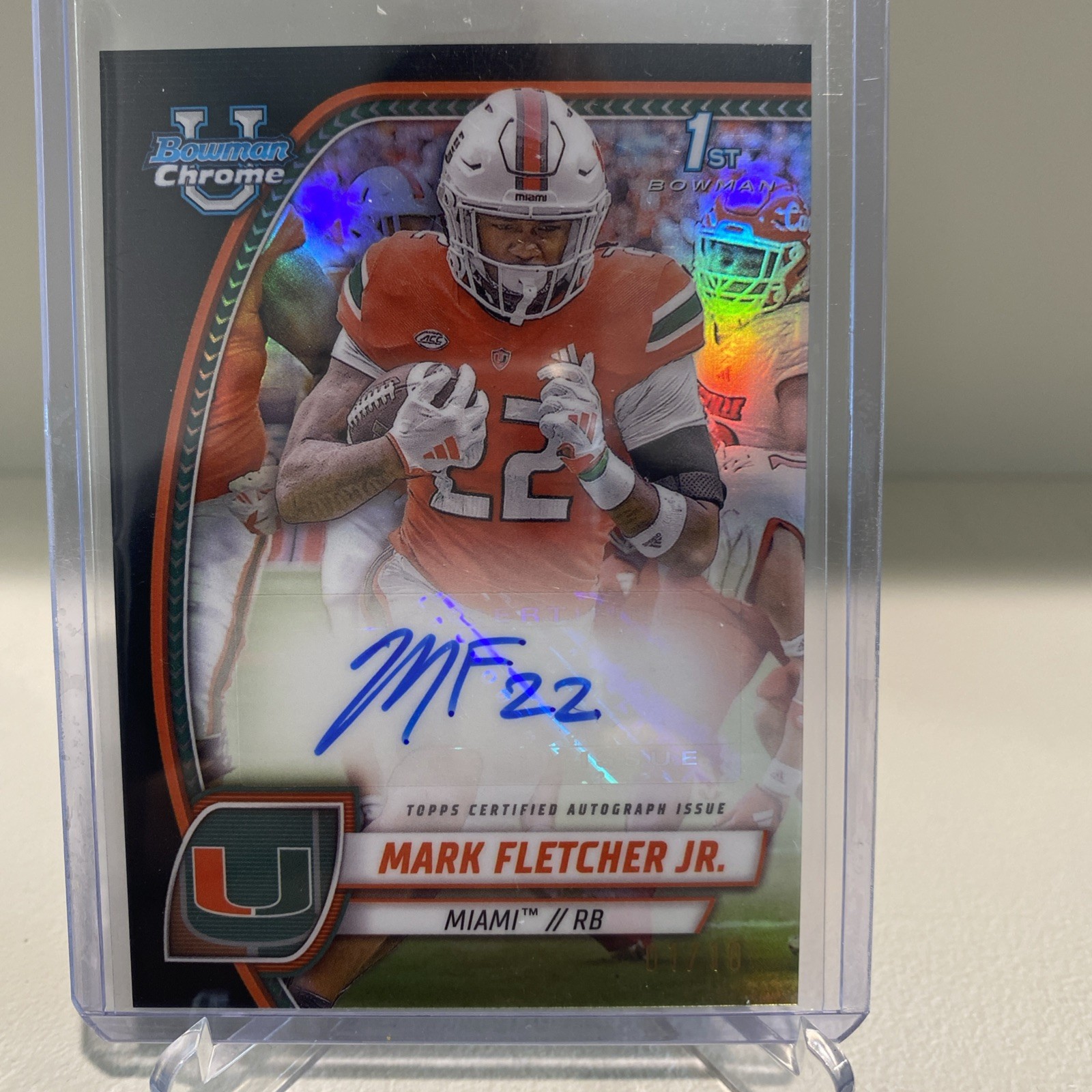 2024 Bowman Chrome U Mark Fletcher Jr. 1st Bowman Black Refractor Auto 01/10
