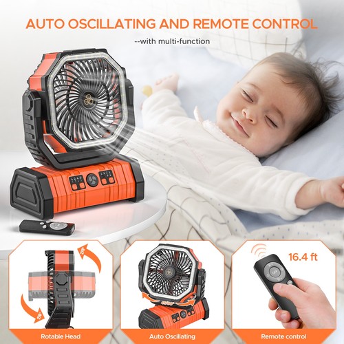 20000 mAh Portable Battery Powered Fan with LED Lights/Hook for Fast Cooling - Picture 7 of 7