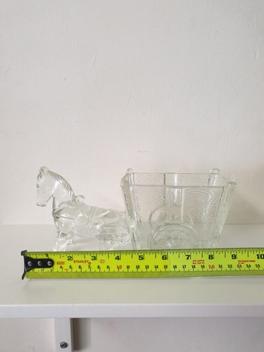 VINTAGE RETRO PRESSED GLASS PONY DONKEY HORSE & CART SWEET BON BON DISH BOWL - Picture 12 of 14