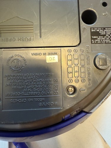Sony CFD-E75 Blue CD Cassette Player Radio Portable Boombox CD Part Not Working - Picture 14 of 15
