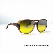 1970s Oversized Aviator Vintage Sunglasses-Grey/Yellow Gradient Mirror Lenses