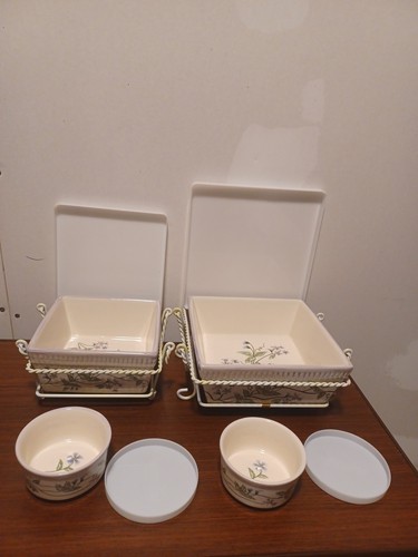 Temp-Tations By Tara Morning Glory Nesting Baking Serving 4pc Set With Lids NEW - Picture 1 of 17