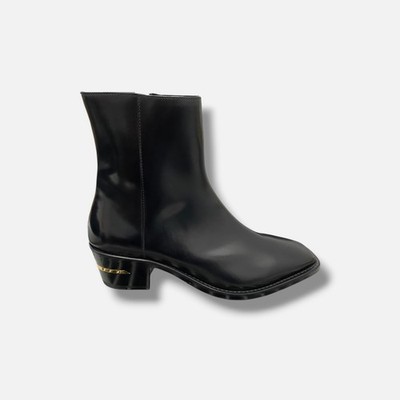 Amiri Men's Black Leather Square-Toe Zip Ankle Boots Shoes Size EU:44 US:11