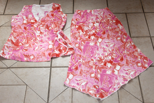 HABITAT Pink/Orange/White Top/Skirt Outfit Sz Top-M Skirt-S