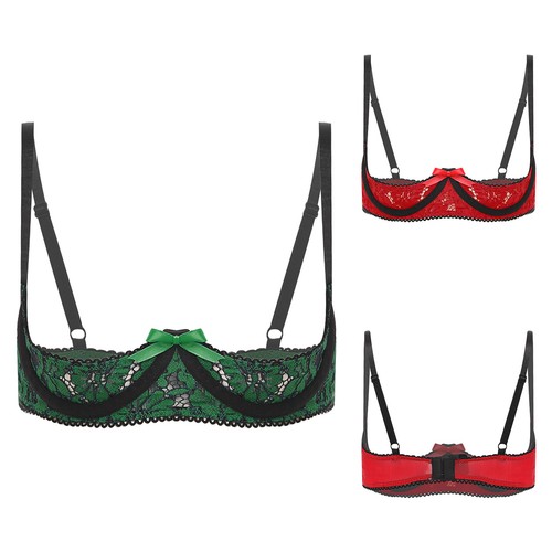 Womens Lingerie Floral Lace 1/4 Cup Bra Push Up Underwired Unlined Brassiere - Picture 7 of 56