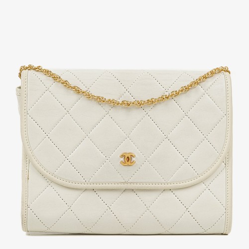 Chanel Mini Flap Bag White Quilted Lambskin With 24K Gold-Plated Hardware