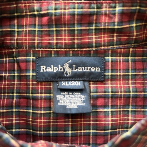 Vintage Ralph Lauren Jungen Button Up Langarm Hemd Burgund XL Preppy PRL Kid - Bild 3 von 4