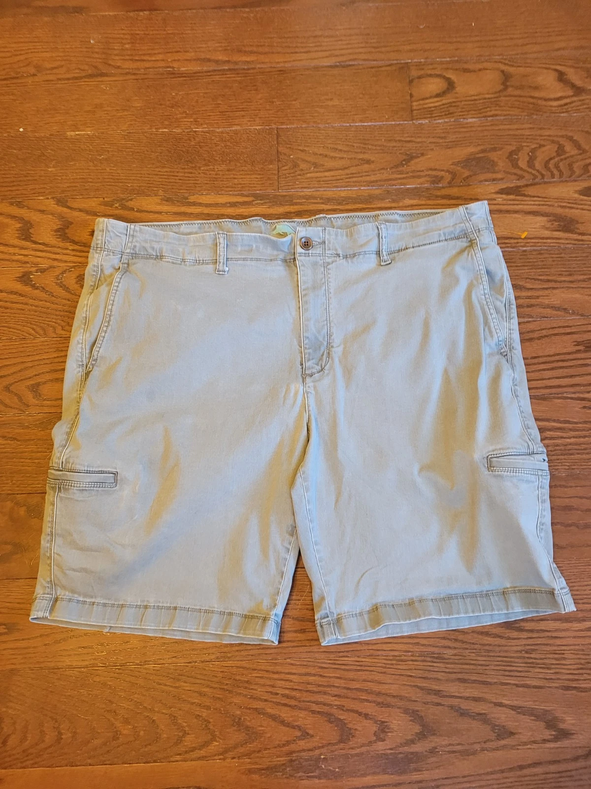 Tommy Bahama Cargo Shorts Mens 42 Gray Cotton Linen Blend Casual Flat Front