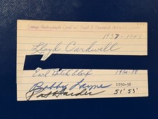 Detroit Lions Football Vintage Signed Index Card x 7 w/ Bobby Layne, Dutch Clark