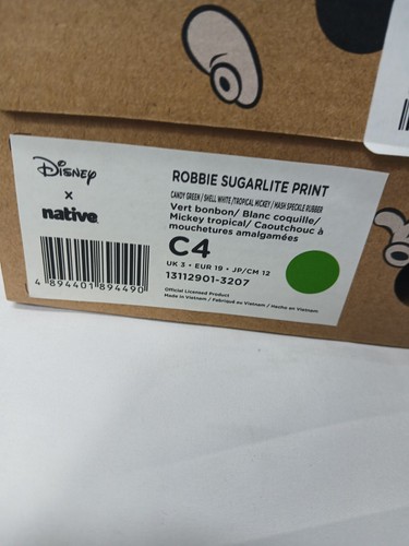 Native x Disney Robbie Sugarlite Print Mickey Schuhe Kleinkind Größe C4  - Bild 10 von 10