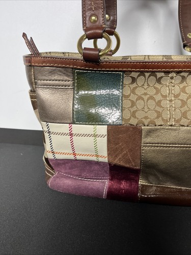 Coach Y2K Holiday Patchwork Gallery Tote Napa Leder Wildleder Samt und Geldbörse - Bild 5 von 16