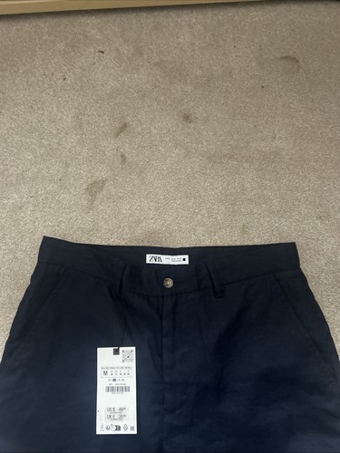 Zara Women's 100% Linen Navy Shorts Size M With Pockets (RRP £35.99) - Picture 6 of 12