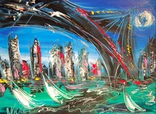 NEW YORK  by Mark Kazav  Abstract Modern CANVAS Original Oil Painting bu6