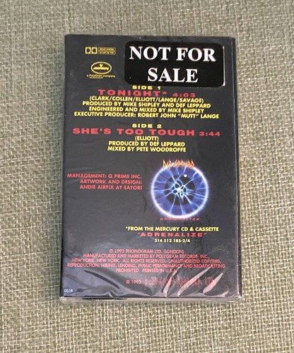 Def Leppard **NEW/SEALED PROMO CASSETTE SINGLE** Tonight - Picture 2 of 2