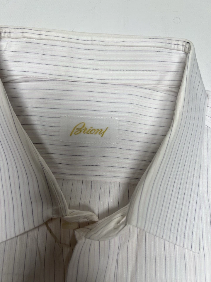 BRIONI Italy  Striped Button Down Dress Shirt Size 17 / 43  Mens - Image 3 of 4