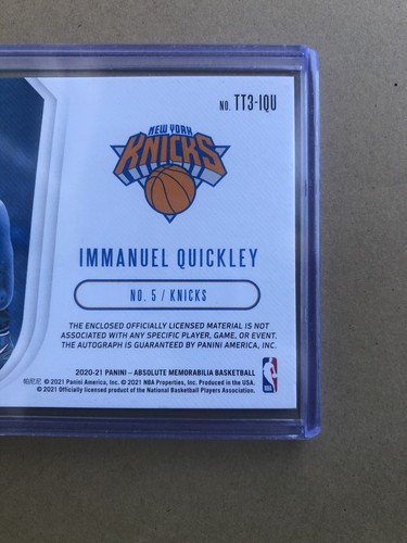 2020-21 Panini Absolute IMMANUEL QUICKLEY Tools Of The Trade 3x Patch Auto 27/49 - Picture 6 of 10