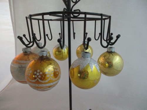 Lote De Colección De 7 Adornos Brite Dorado Brillante ~ Brillo, Rayas y Sólido - Imagen 2 de 4