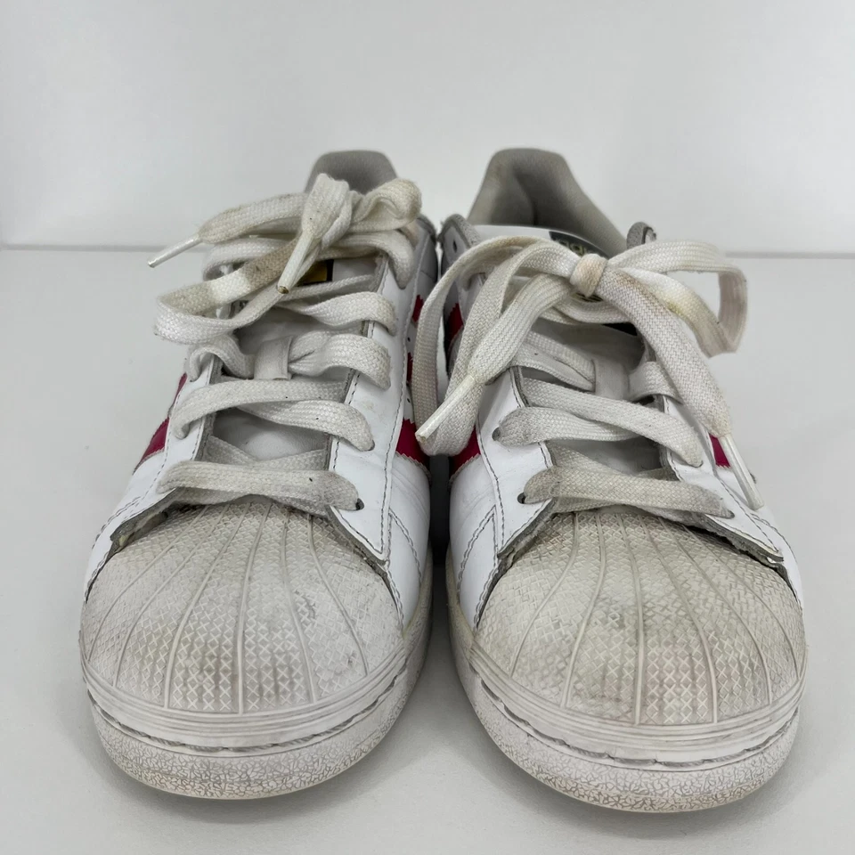 Adidas Superstar Clásico Zapatos de Cuero Blanco Magenta Jóvenes Niñas Talla 5.5 Foto 4 de 4