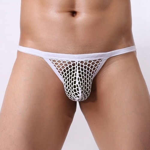 Men's Underwear Sexy Mesh Net See Through Thong Bikini Briefs G-String Knickers - Picture 6 of 16