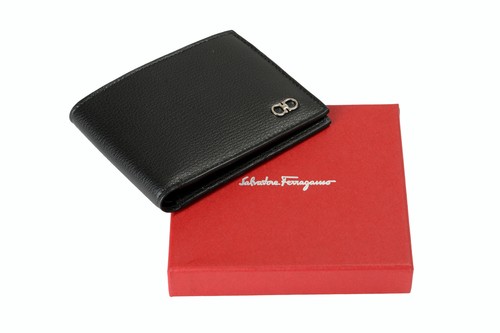 Salvatore Ferragamo Men's Black Pebbled Textured Leather Bifold Wallet - Picture 6 of 6