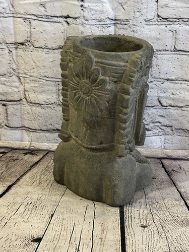 Thai Buddha Head Stone Garden Pot 25cm x 15cm Ornament Indoor Statue Hindu - Picture 6 of 10