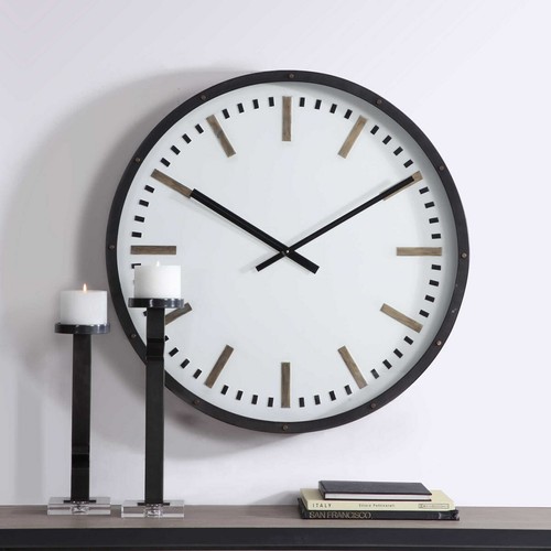 FLEMING XXL 32" URBAN INDUSTRIAL STYLE METAL WALL CLOCK UTTERMOST 06103 - Picture 2 of 5